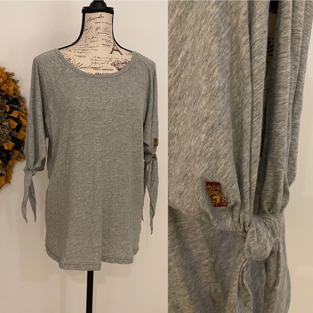 7 For All Mankind split&knot sleeved t-shirt -gray